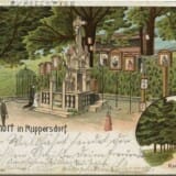Kreslená pohlednice s kalvárií z doby okolo roku 1900 (Severočeské muzeum v Liberci)