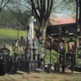 Pohlednice s kalvárií U Obrázku z doby kolem roku 1900 (soukromá sbírka, Liberec)